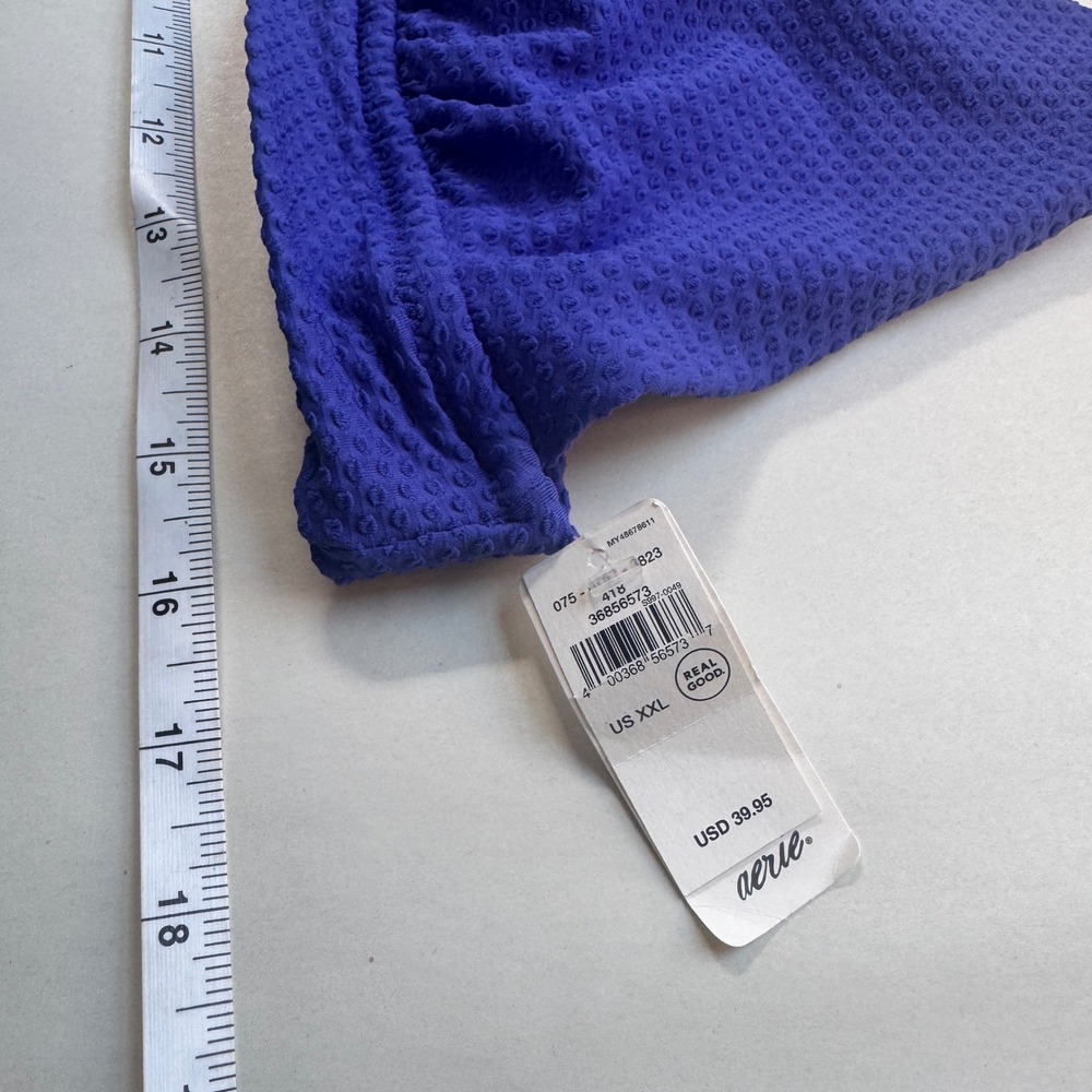 Aerie Real Good Blue Textured Wrap Triangle Bikini Top XXL‎ New With Tags - Picture 4 of 7